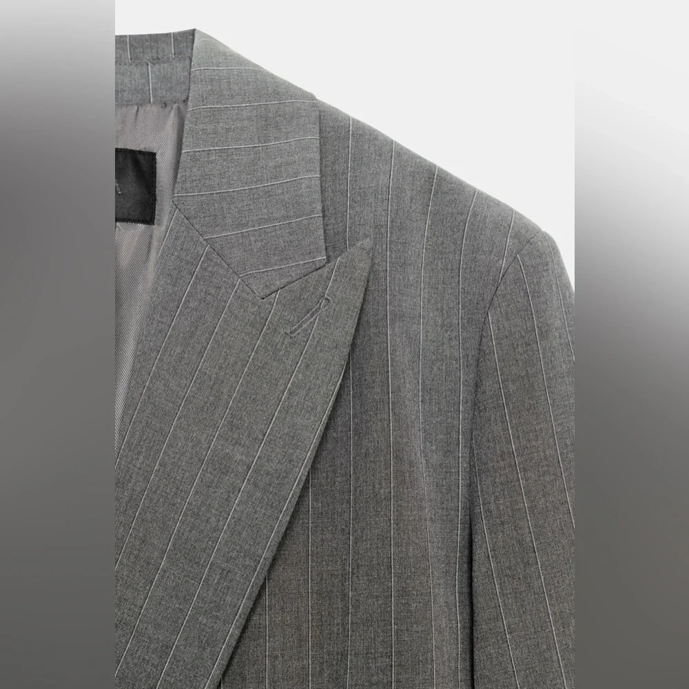 ZARA OVERSIZE PINSTRIPE BLAZER - Picture 12 of 15